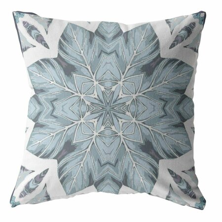 PALACEDESIGNS 16 in. Blue Floral Forest Indoor & Outdoor Zippered Throw Pillow PA3099170